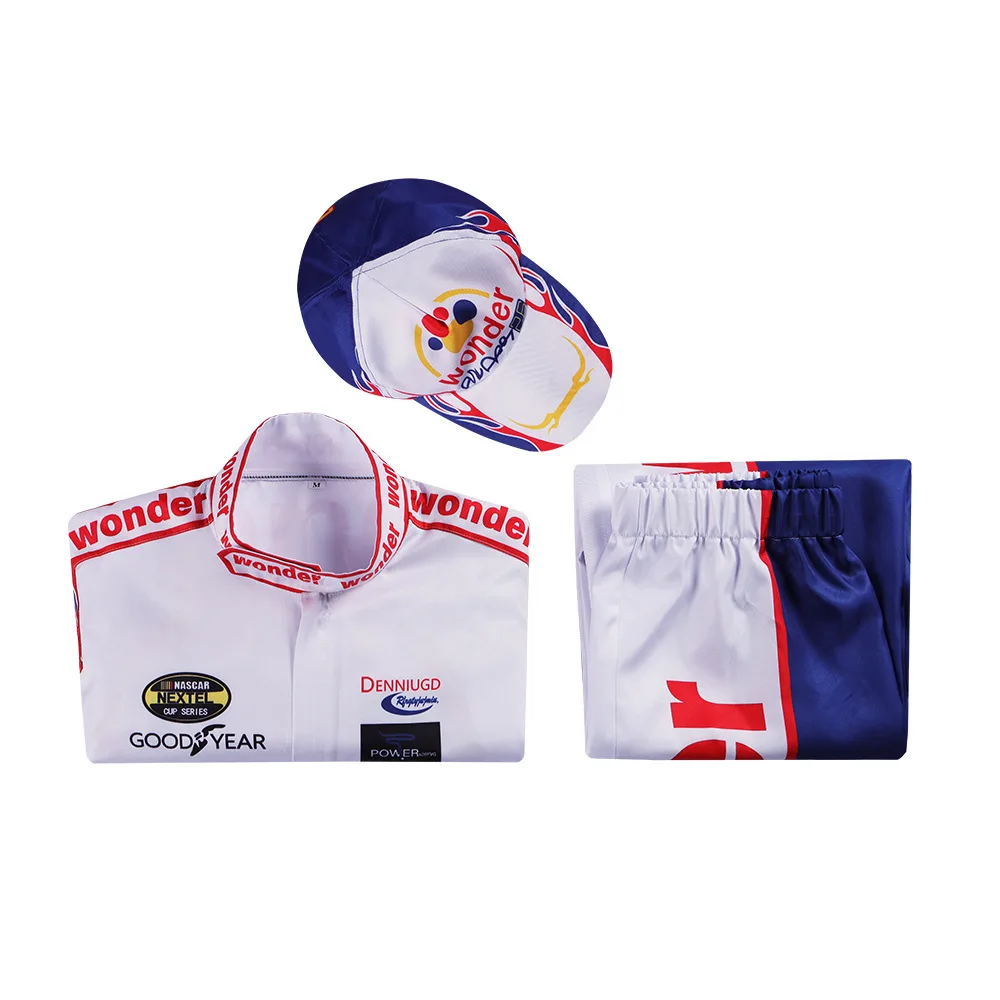 Movie Ricky Bobby Costume Jacket Talladega Nights Cosplay Uniform Racing Wear Tshirt Hat Cap Carnival Party Outfit Roleplay Suit