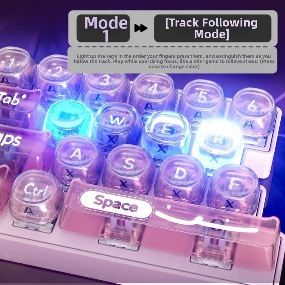 Portable Glowing 19 Keyboard Keychain Stress Relief Creative Mechanical Fidget Keyboard with LED Lights Fidget Bag Accessory