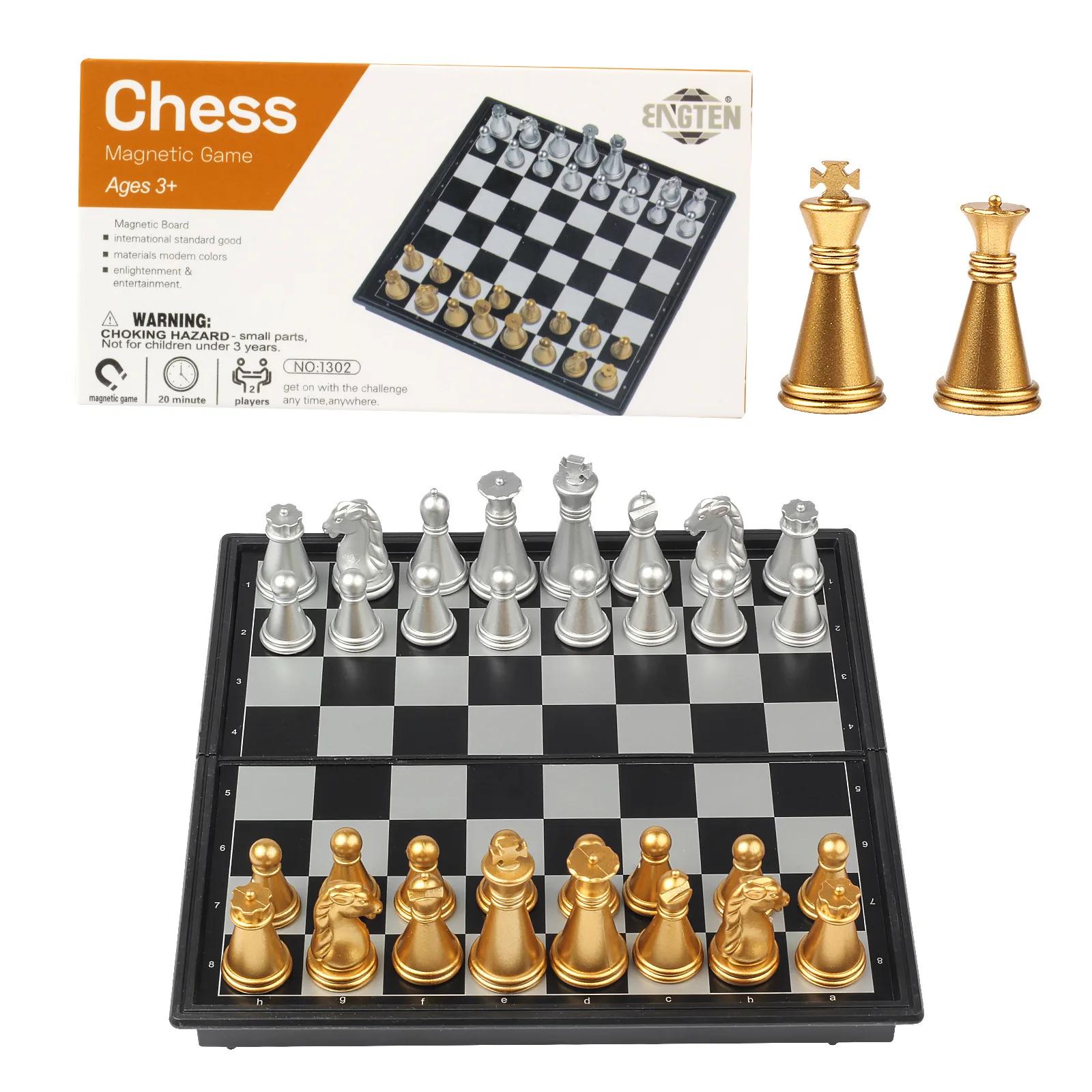 

Extra Small Magnetic Gold and Silver Chess Set Educational Toy for Kids Intellectual Development Puzzle Chess for Boys and Girls
