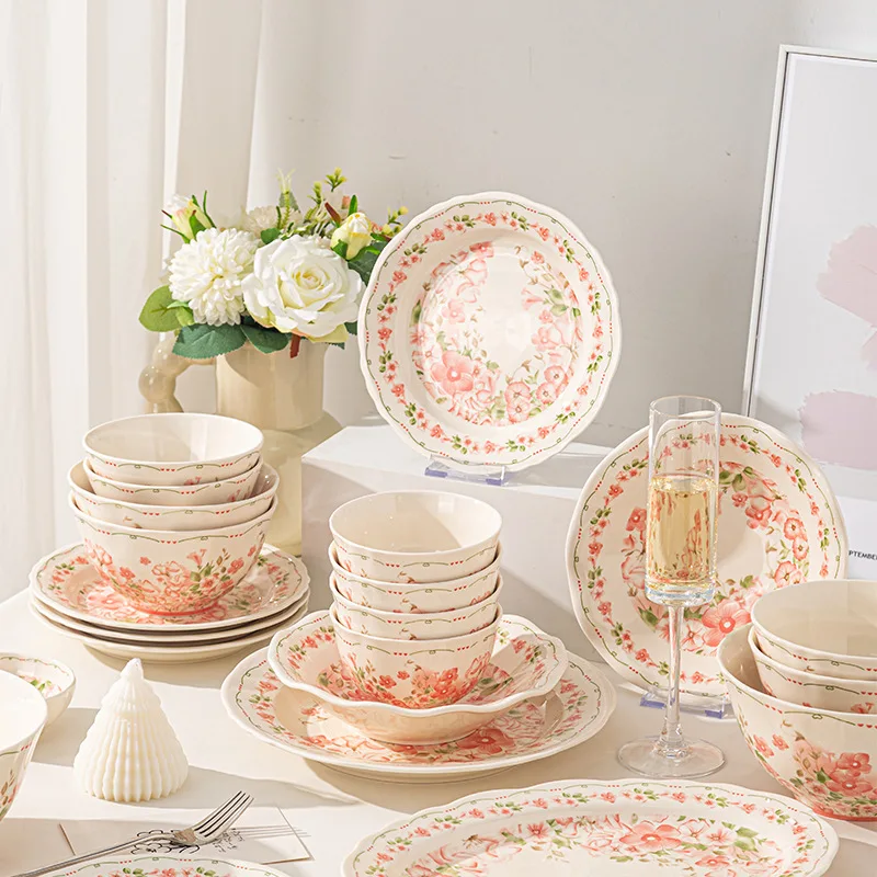 LingAo--High-appearation-level underglaze ceramic tableware set, including bowls, plates, soup bowls and saucers