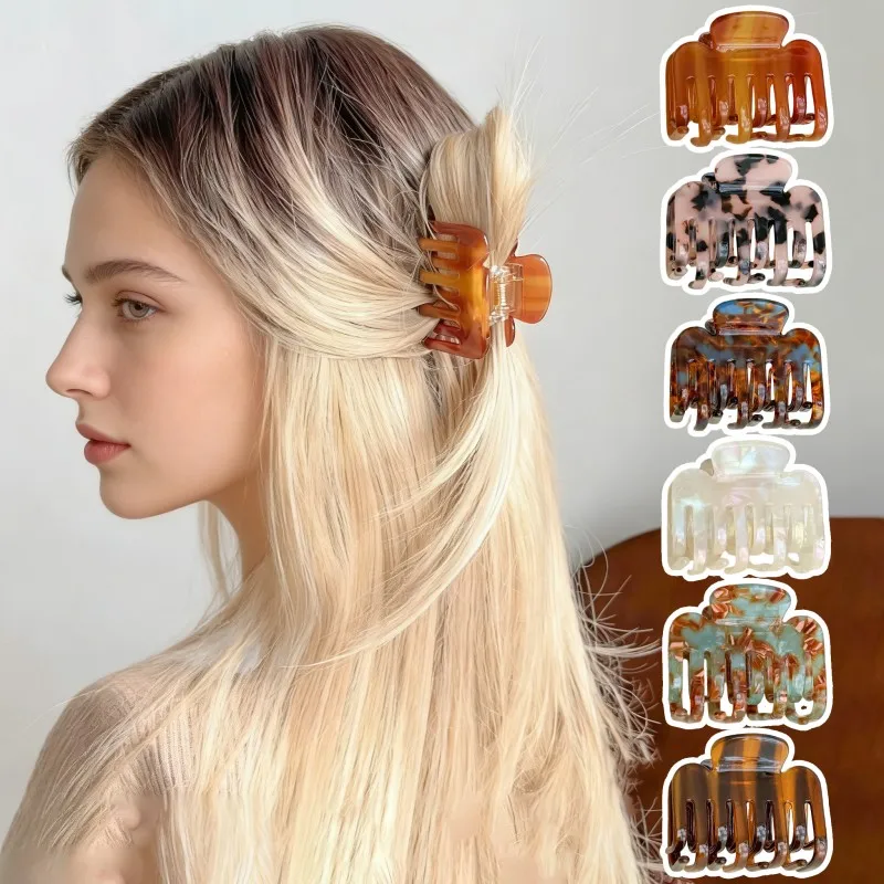 

Medium-Sized 5.5cm Hair Claw Clip, Shark Clip Hair Accessory for Back of Head, Marble Pattern Hollow Design, Acetate Material, Versatile for Makeup, Washing Face, Multi-Use, Elegant, Sweet, Retro, High-End, Simple, Christmas, Hanukkah