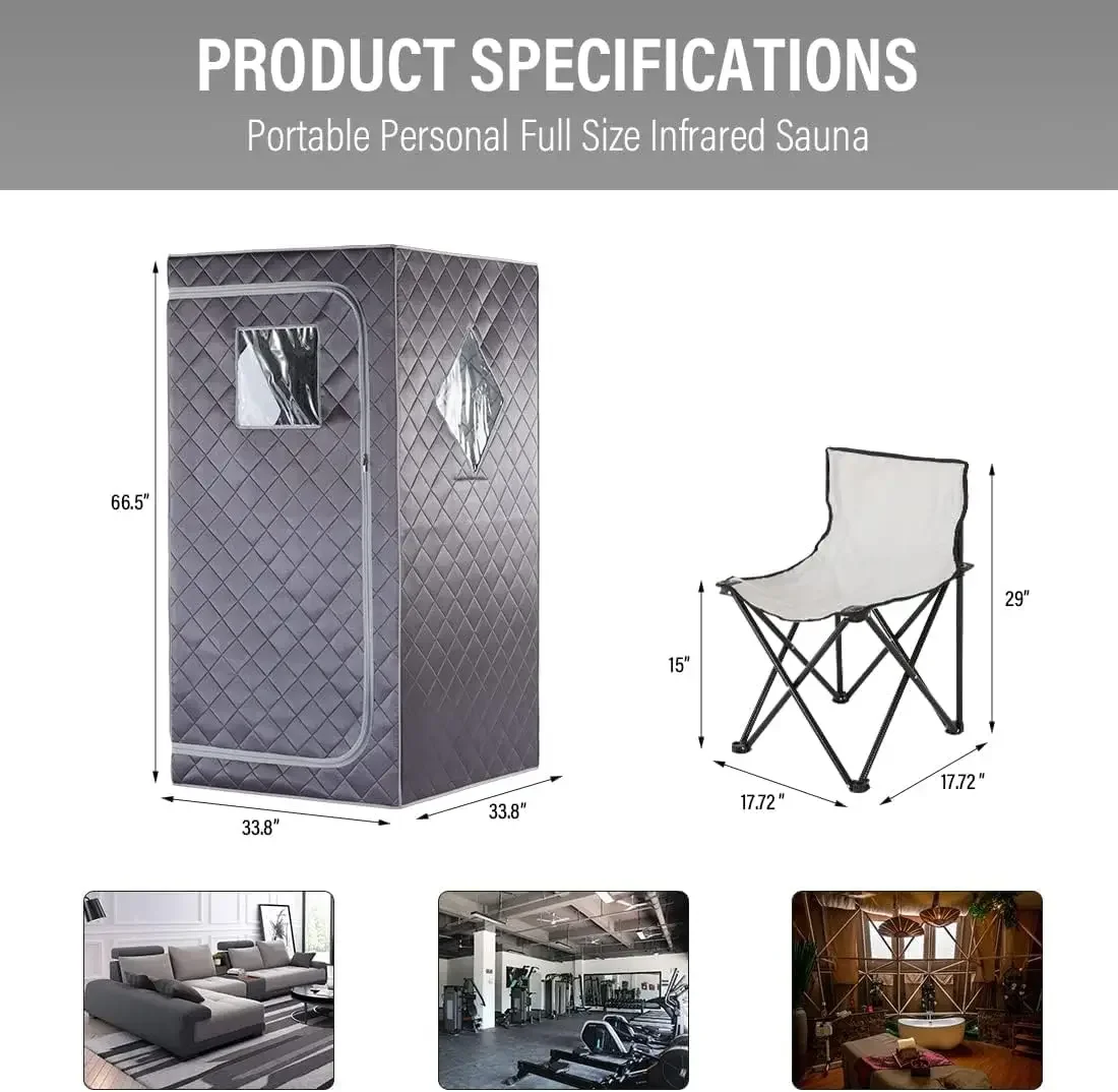 ساونا شخصية محمولة بالأشعة تحت الحمراء للمنزل، خيمة سبا منزلية شخصية مع جهاز تحكم عن بعد، وسادة قدم للتدفئة، رين قابل للطي