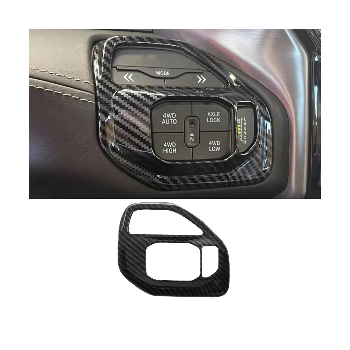 Car Central Drive Mode Swtich Button Frame Trim Cover for Dodge RAM 1500 2500 3500 2019-2023 ABS Interior Accessories