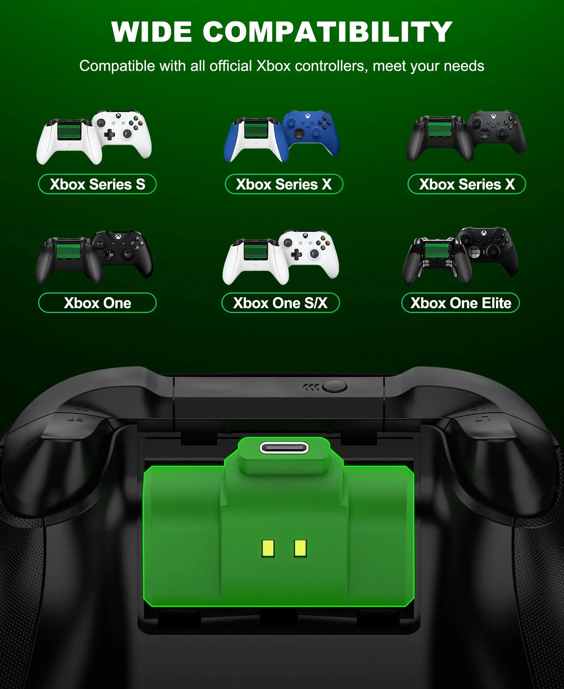 B101/B100 для Xbox One/Xbox Series X | S, аккумулятор для контроллера Xbox 2x3600 мВтч для аксессуаров Xbox Series X/S/Xbox One S/X/Elite