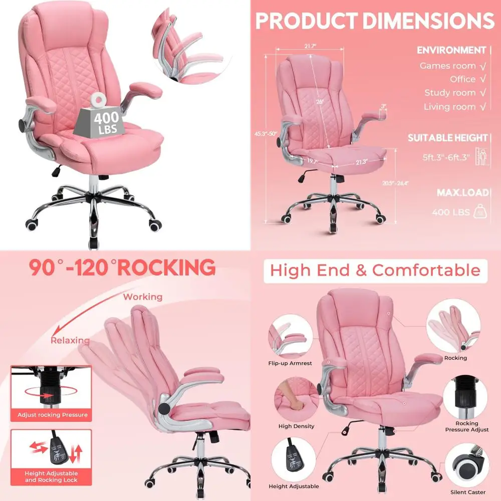 كرسي مكتب مريح شديد التحمل للكبيرة والطويلة، سعة 400 رطل، مساند للذراعين قابلة للطي، كرسي كمبيوتر مريح للشباب الثقيل #1