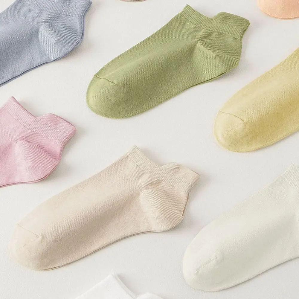 10Pairs Casual Candy Color Invisible Boat Socks Harajuku Breathable Mesh Short Socks Casual Korean Style Ear Lifting Socks Daily