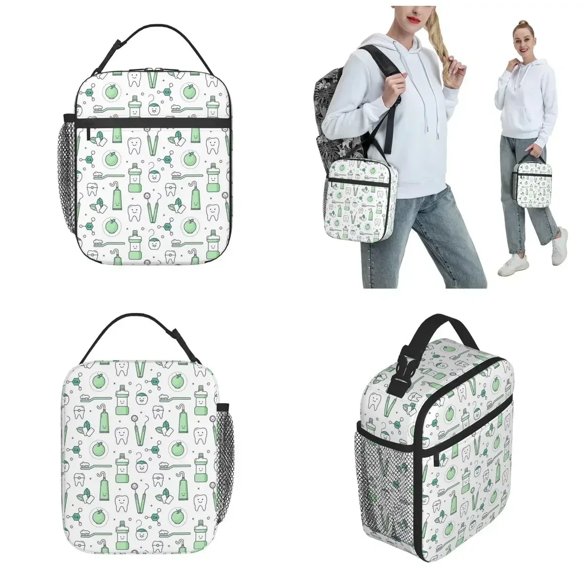 Tooth Teeth Accessories Insulated Lunch Bag Work Theme Storage Food Box Portable Casual Cooler Thermal Lunch Box