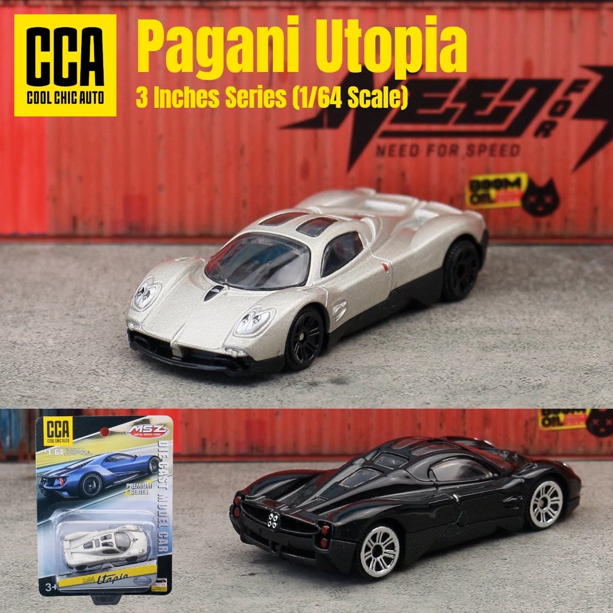 

1/64 Pagani Utopia Toy Car Model CCA MSZ 1:64 Diecast Vehicle Miniature Free Wheels Collection Suitable for Hot Wheels Gift Kid