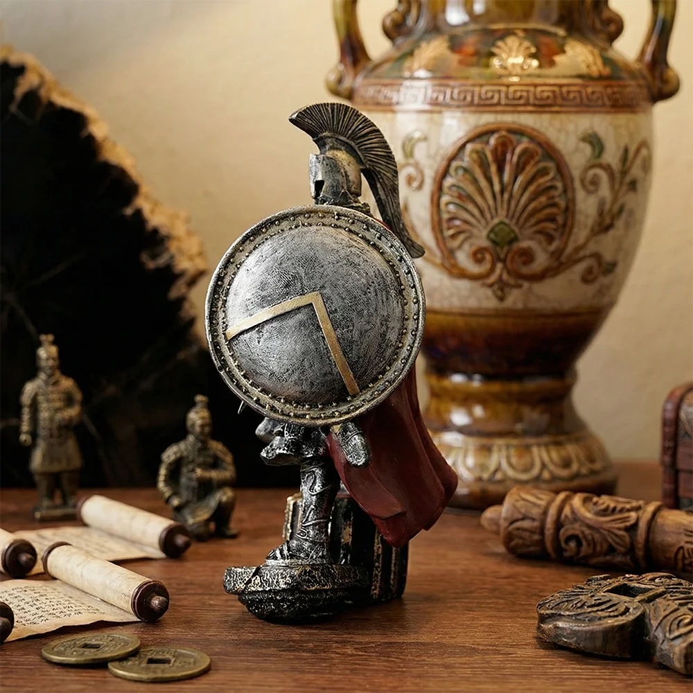 Spartanischer Krieger Harz-Figurine Griechische Soldaten-Statue mit Schwert Heim-Deko Büro-Schreibtisch-Ornament Geschenk für Männer – Detail 3