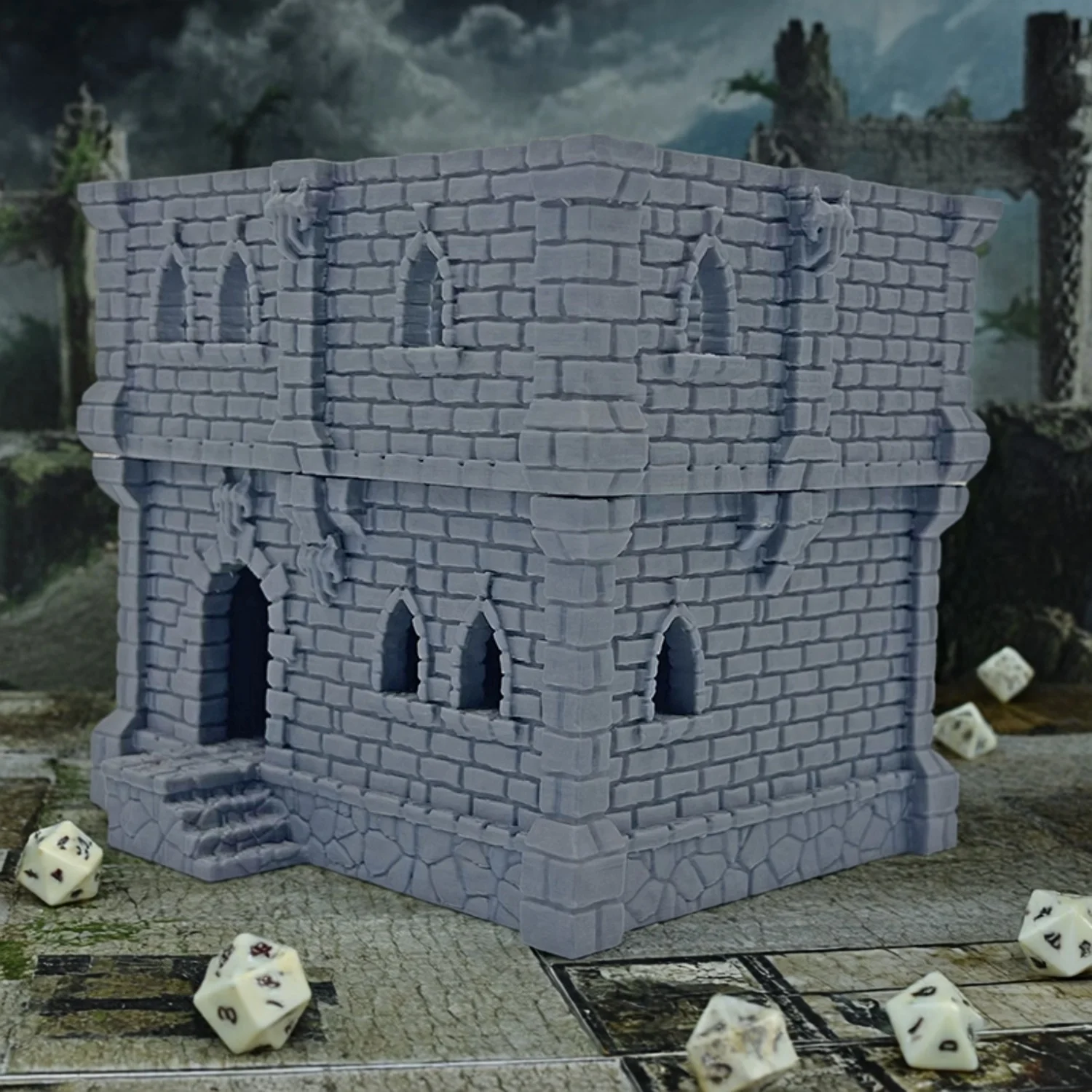 1 Stück 3D-Gedruckte Ruinen-Ziegel Stadt-Reste Gebäude für DND/RPG/Wargaming Gelände Schloss-Modell Haus-Zubehör