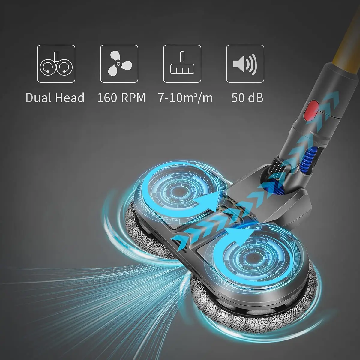 A09G-Mop Attachment for Dyson V15 V11 V10 V8 V7 Vacuum Cleaner, Electric Mop Attachment with Water Tank and 12 Washable Mops