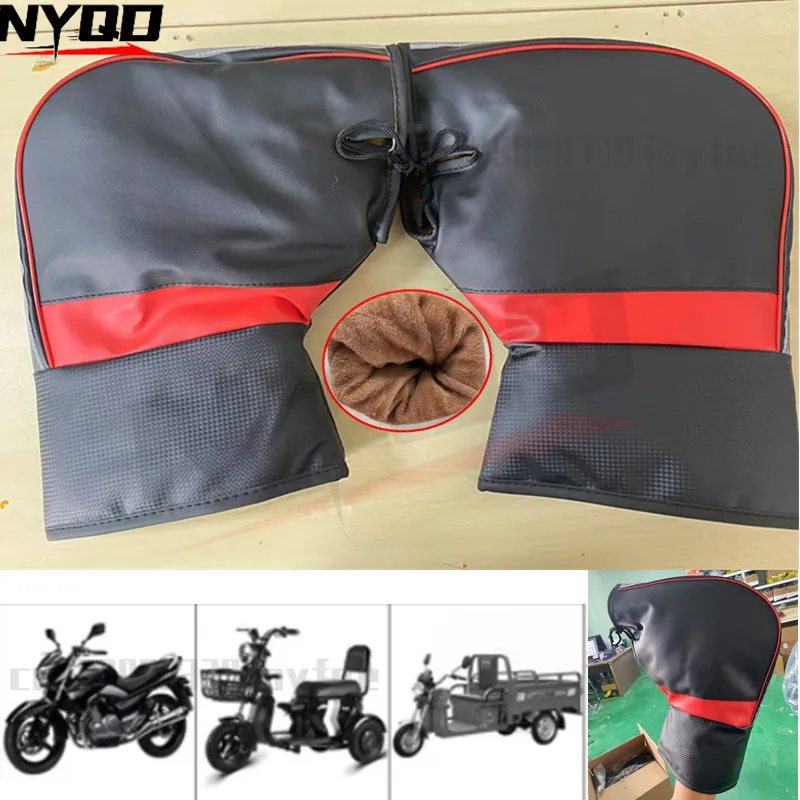 

Motorcycle handlebars with reflective strips, winter thick warm riding gloves Motorcycle Rainproof Handlebar Cover moto Guantes
