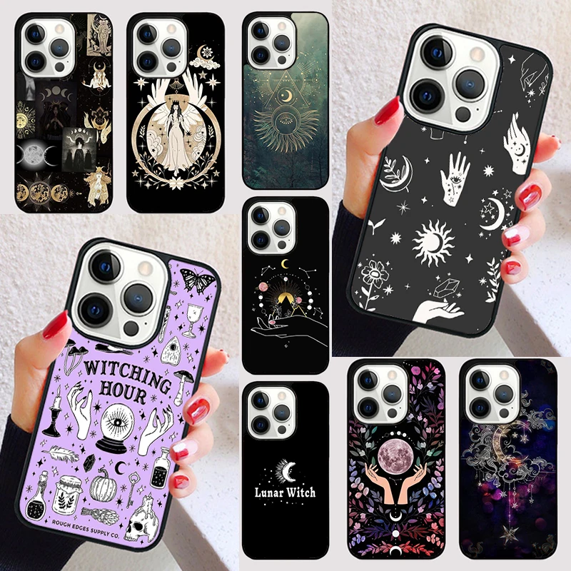 Witch Lunar Magic cover For iPhone 15 16 13 12 11 14 Pro Max Mini Max SE 2020 7 8 6S Plus Phone Case