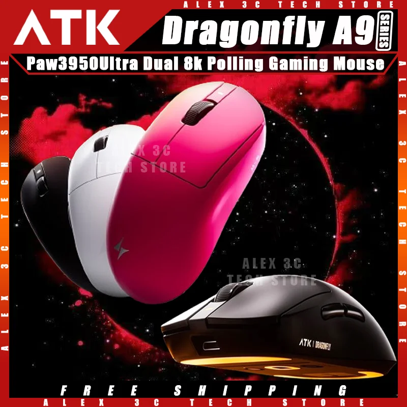 

ATK Dragonfly A9 Pro A9 Ultra Gaming Mouse Tri-mode Paw3950 Ultra Sensor Dual 8k Polling Rate Lightweight Customized Gamer Mouse