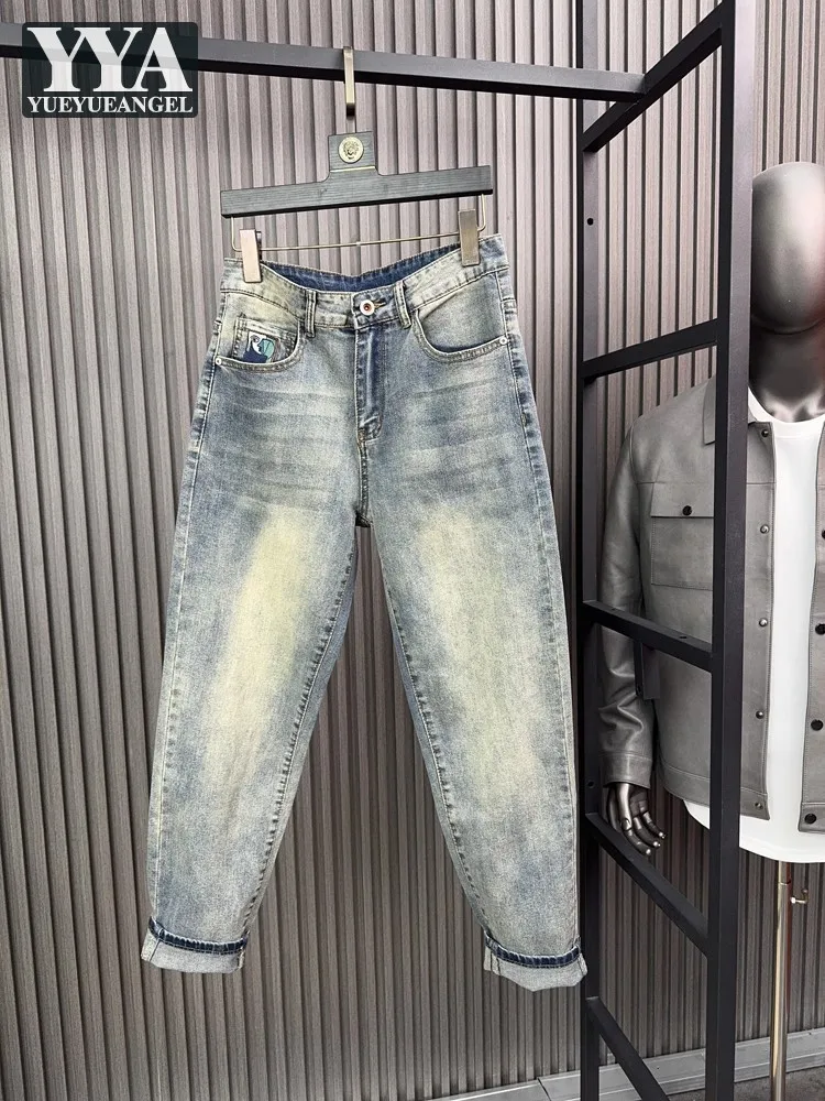 

Mens Casual Streetwear Denim Pants Vintage Spring Autumn Cowboy Trousers New Designer Embroidery Loose Fit Jeans Harem Pants