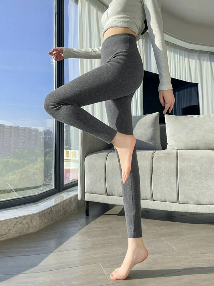 

Lycra Cotton Fce Lined Yoga Pants Women's Elastic Slimming Stripe ey Base Layer Long Trousers Winter Thiened