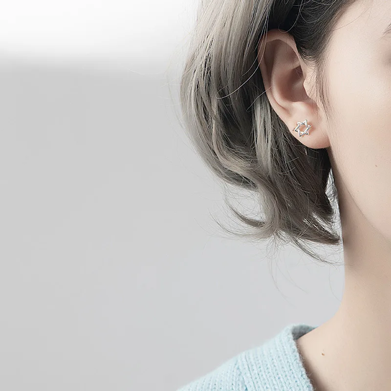 Real 100% 925 Sterling Silver Earrings  Silver Stud Earrings for Women Sterling Silver Jewelry Japanese Korean Fashion  Jewelry