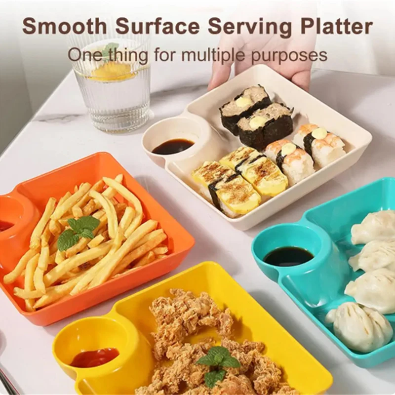 Dumpling Plate With Sauce Dish Design Versatile Snack Tray Easy To Clean Snacks Desserts Sushi Tray Kitchen Tableware