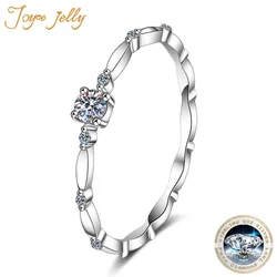 JoyceJelly Silver 925 Original Brilliant 0.1 Carat Diamond Test Past D Color Moissanite Gemstone Ring for Girls Wedding Jewelry