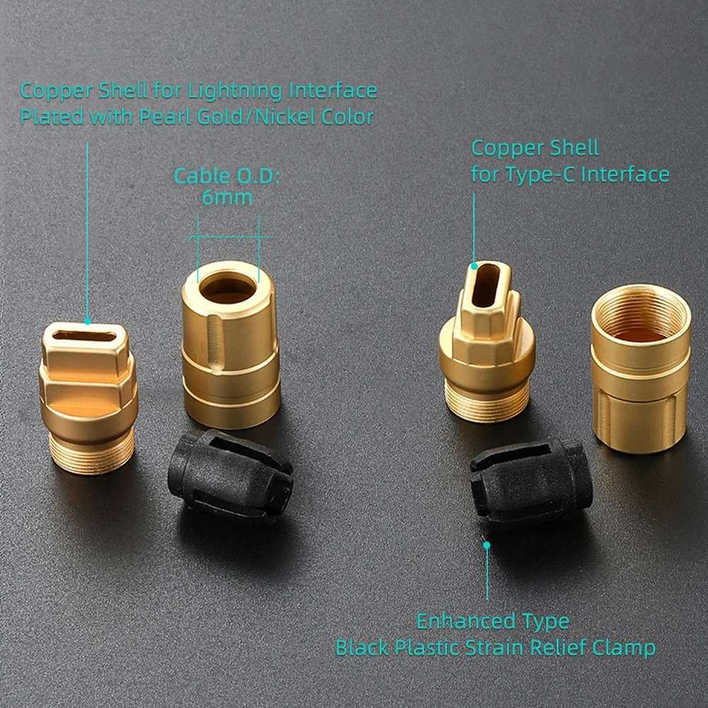 

Data Charging Cable Line Copper Shell Shock-absorbing Loop for Type C / Lightning / USB Port Interface DIY Customized Repair