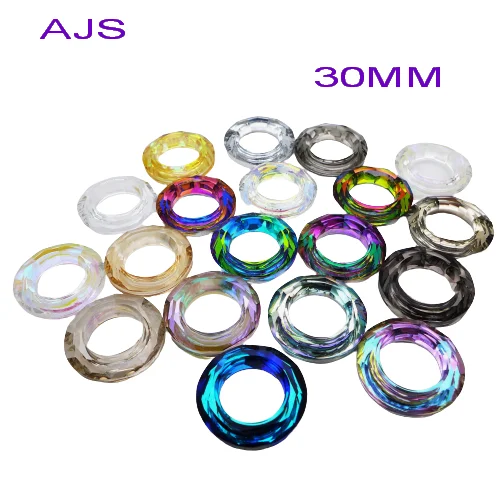 30MM 4139 Crystal Pendants Ring Circle Feng Shui Necklace Lamp Glass Hanging Beads Chimes Chandelier Earrings 18pc Free Shipping