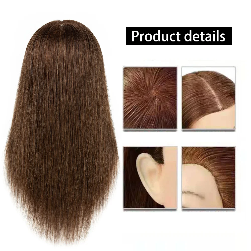 18inches 100% Human Hair Mannequin Heads For Hairdresser Dummy Doll Heads Hairdressing Can Be Dye Bleach Perm Etc