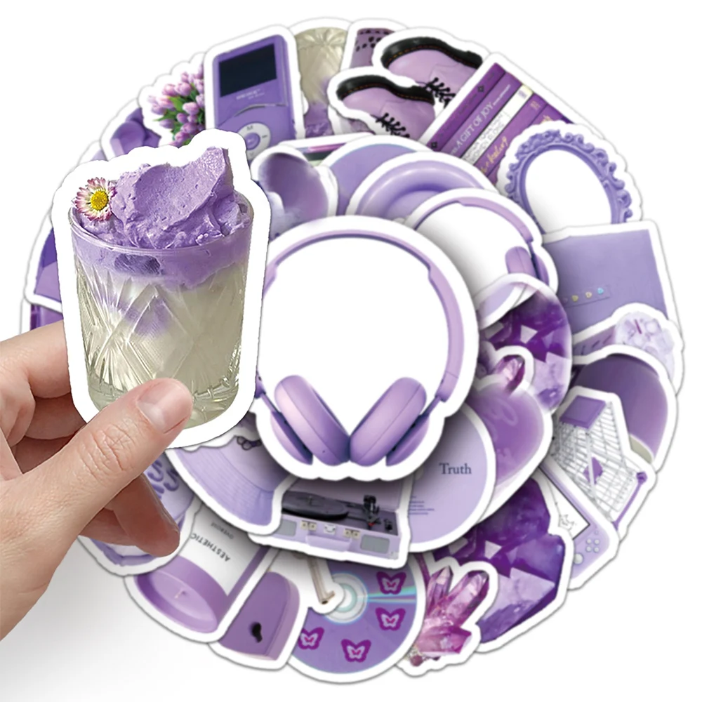 10/30/50pcs Cute Cartoon Purple INS Style Graffiti Stickers Aesthetic Decals Toys DIY Motorcycle Laptop Helmet Sticker for Gifts view 3