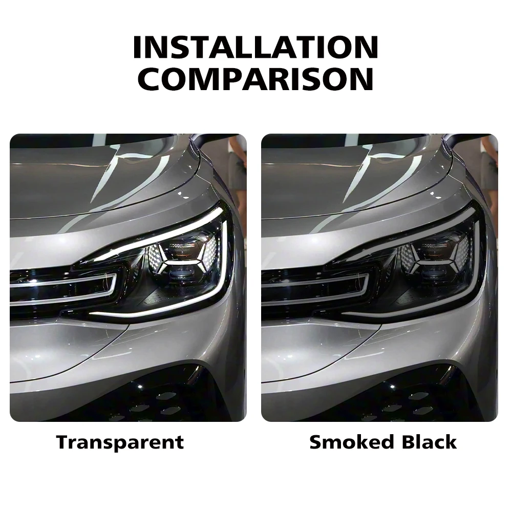 

Дымчато-черная предварительно вырезанная защитная пленка для фар автомобиля Volkswagen ID.6 Cross 2021-2026, антицарапийная, глянцевая виниловая пленка-пленка для оклейки кузова