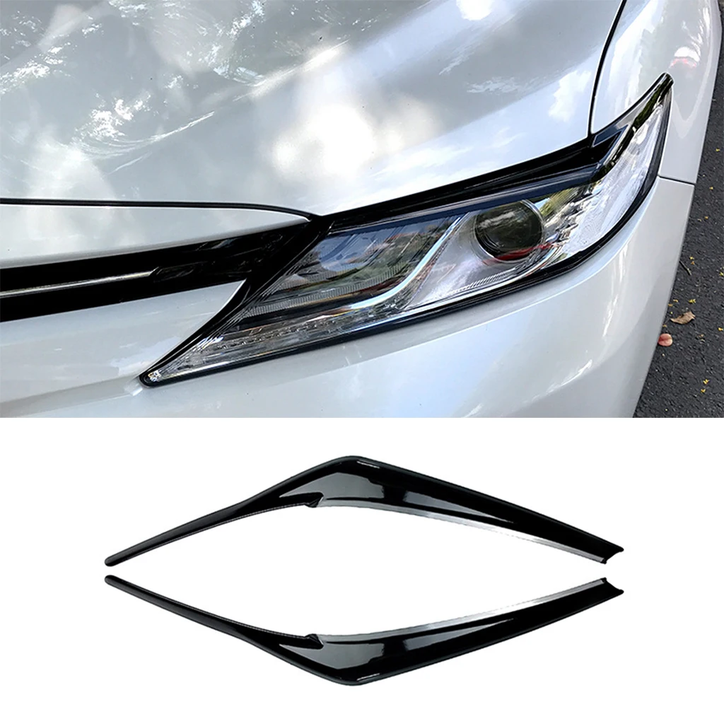 

For Toyota Camry 2018+ Headlight Eyebrow Eyelid Trim Lamp Cover Sticker Glossy black/Carbon look Car Accessories
