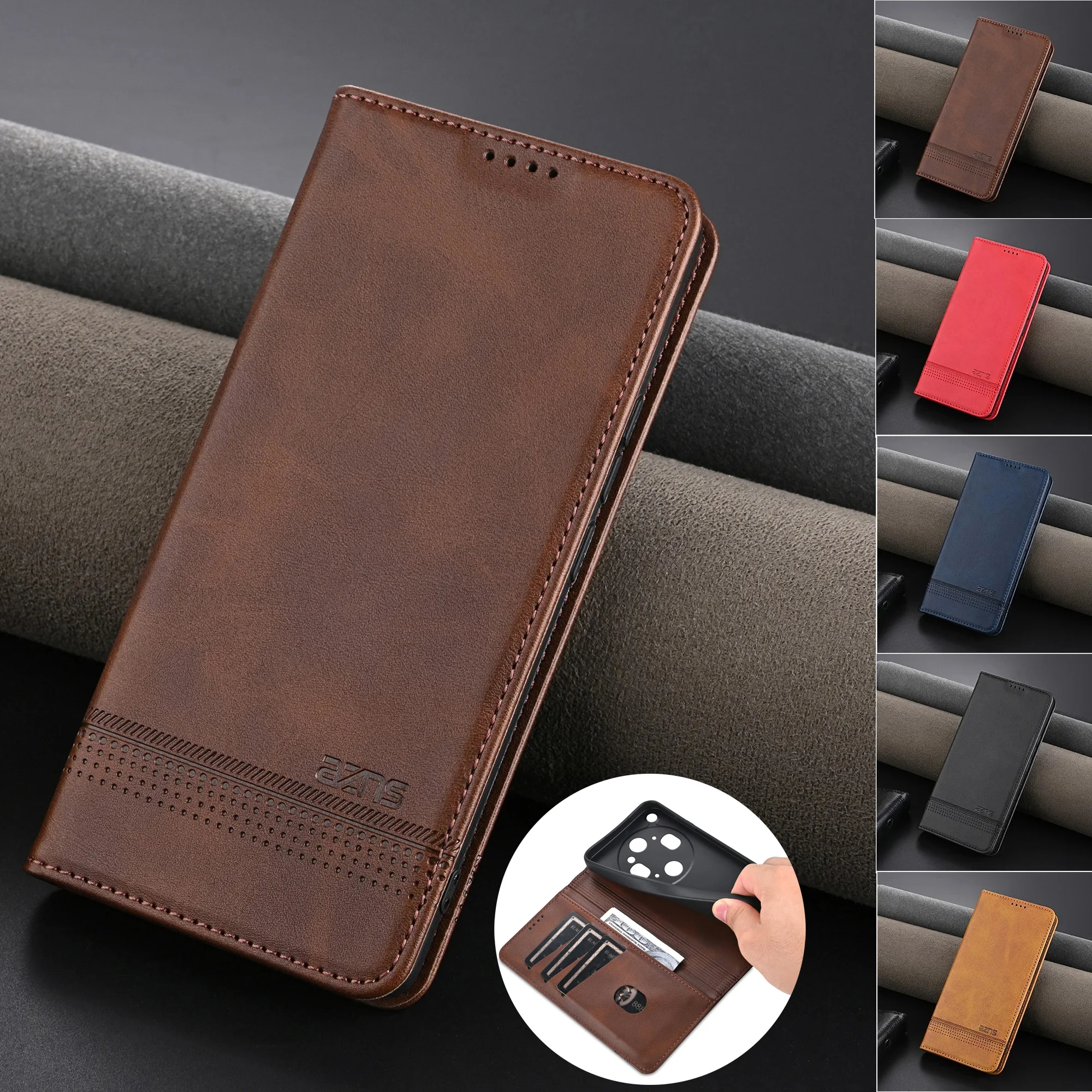 EUCAGR Luxuriöse stoßfeste PU-Leder-Brieftaschen-Handyhülle für Oppo Find X9s Pro X9Pro mit Kabelschlitzhalter für Oppo Find X9 Ultra