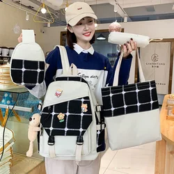 Kawaii Cute Backpack Large Capacity 5pcs/set School Bags for Teenage Girls Fashion Handbags Portable Casual Women Travel Bag