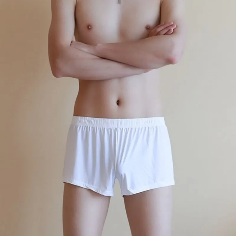 Ultra Thin Ice Silk Men's lounge Boxer Shorts See-through Loose Aro Underwear Stretch Waist Sleep Loungewear Home Underpants