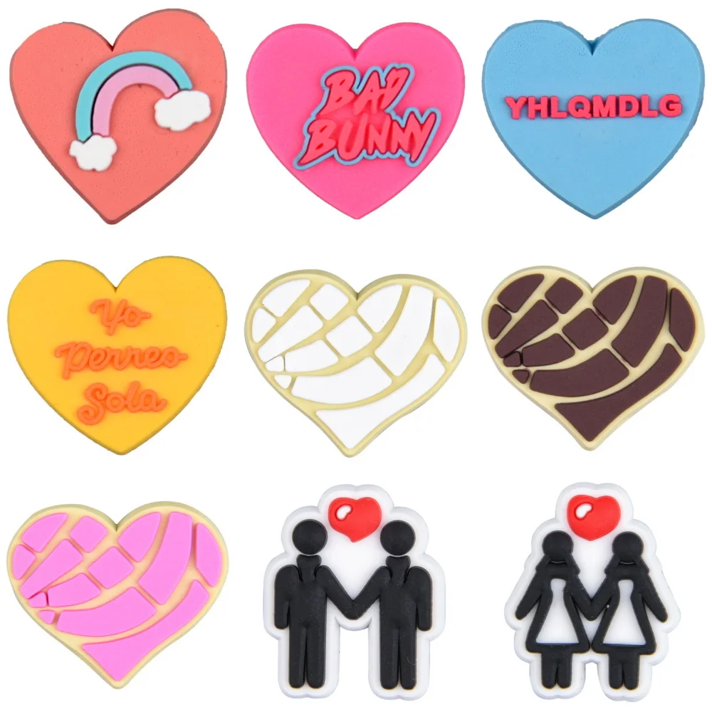 

High Quality Couple Shoe Decoration Charms Colorful Hearts Shoe Charms Rabbit Bracelet Accessories For Birthday Presents