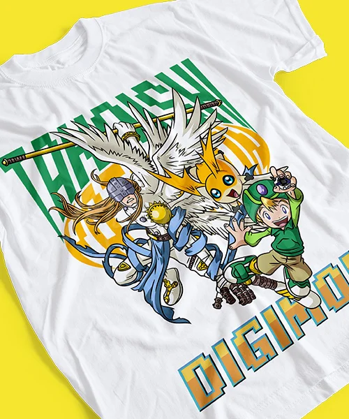 T-shirt For Anime Digimon Takaishi y Patamon Transformación Angemon