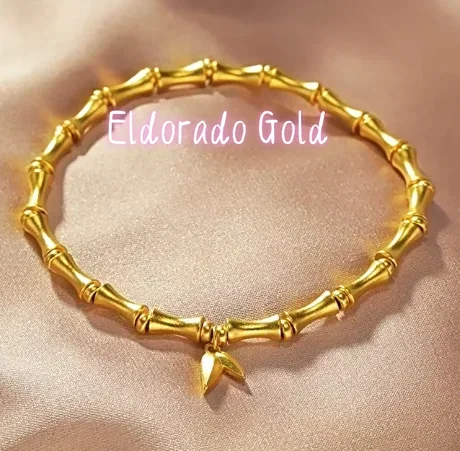 

Золотой браслет Eldorado Gold из чистого золота 24 карат для женщин, браслет из настоящего золота 999 пробы, эластичный браслет в форме бамбука.