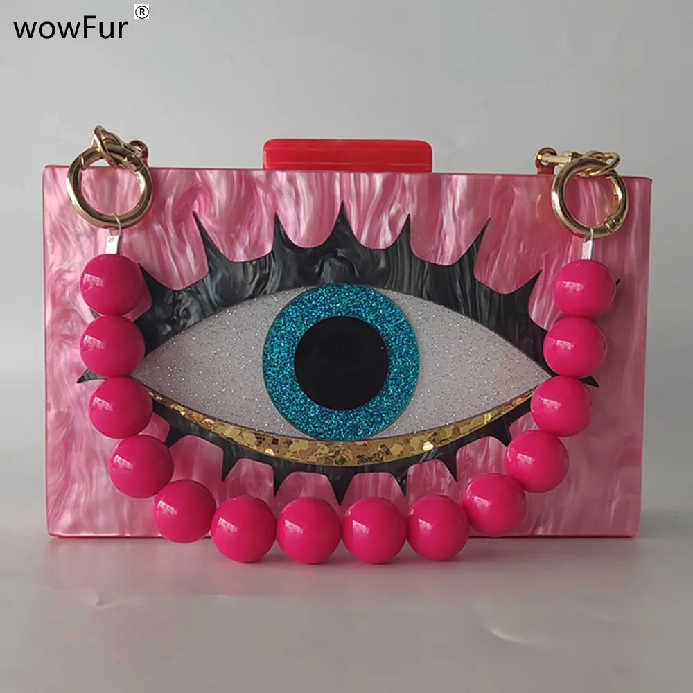 

Rose Red Evil Eye Beach Handbags European Elegant Summer Mini Acrylic Evening Bags Flap Clutch Purse Prom Party Wedding Bag