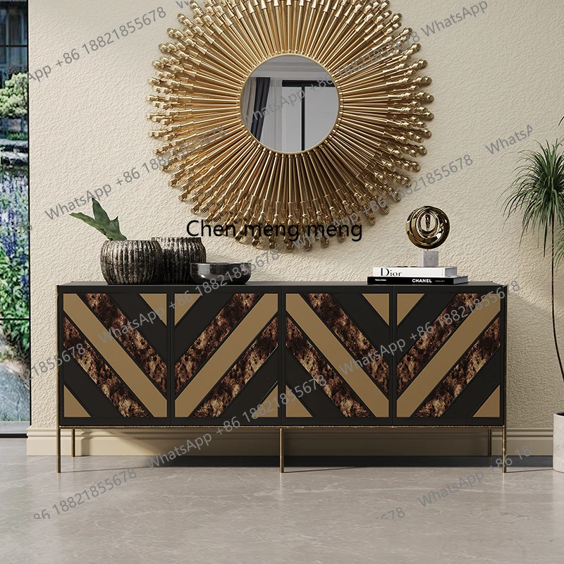 

Solid Wood Sideboard Designer Dining Room Wall-Mounted Decorative Cabinet Living Room Storage Hong Kong Style Entrance Cabinet