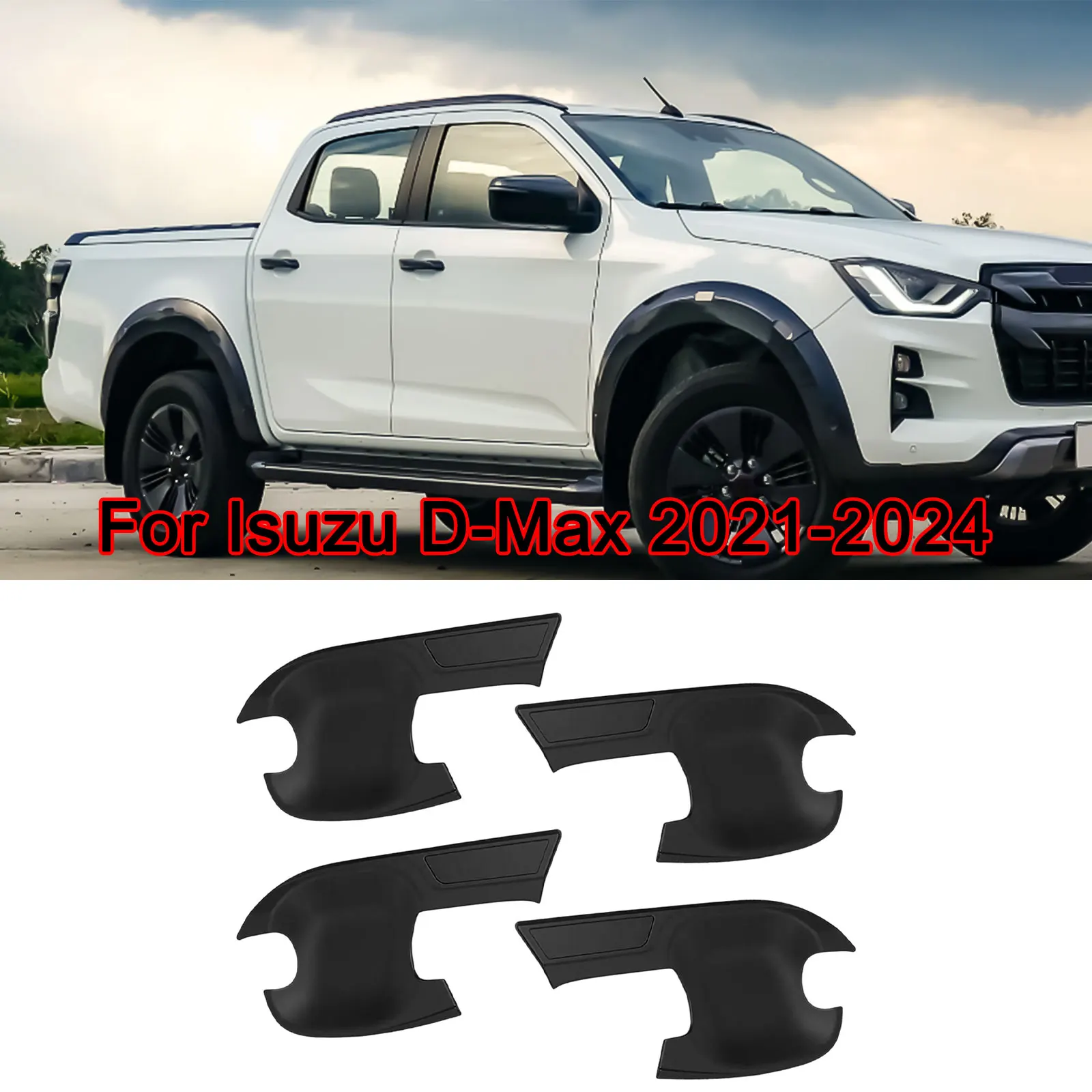1 Set Car Door Bowl Stickers For Isuzu For D-Max For Dmax 2021-2024 15*10*4cm ABS Door Handle Cover Trim Exterior Accessories