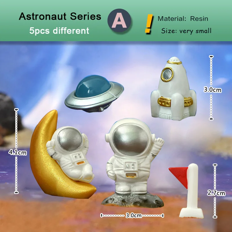 Space Astronaut Miniature Figurine Spaceman Spaceship Moon Rocket Flag Home Technology Ornament Desk Decoration DIY Accessories