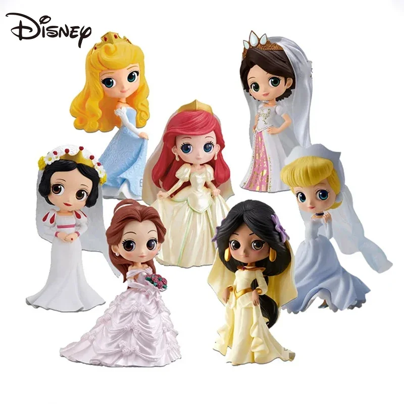 

Disney Princess Qposket Wedding Dress Special Edition Anime Figure Ariel Belle Snow White Collection Model Toy Gift for Children