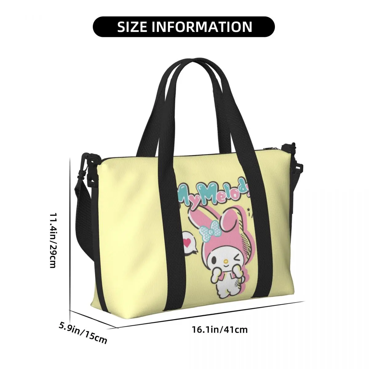 My Melody-Bolso de compras personalizado para mujer, bolsa de gran capacidad con dibujos animados, ideal para ir al gimnasio o a la playa