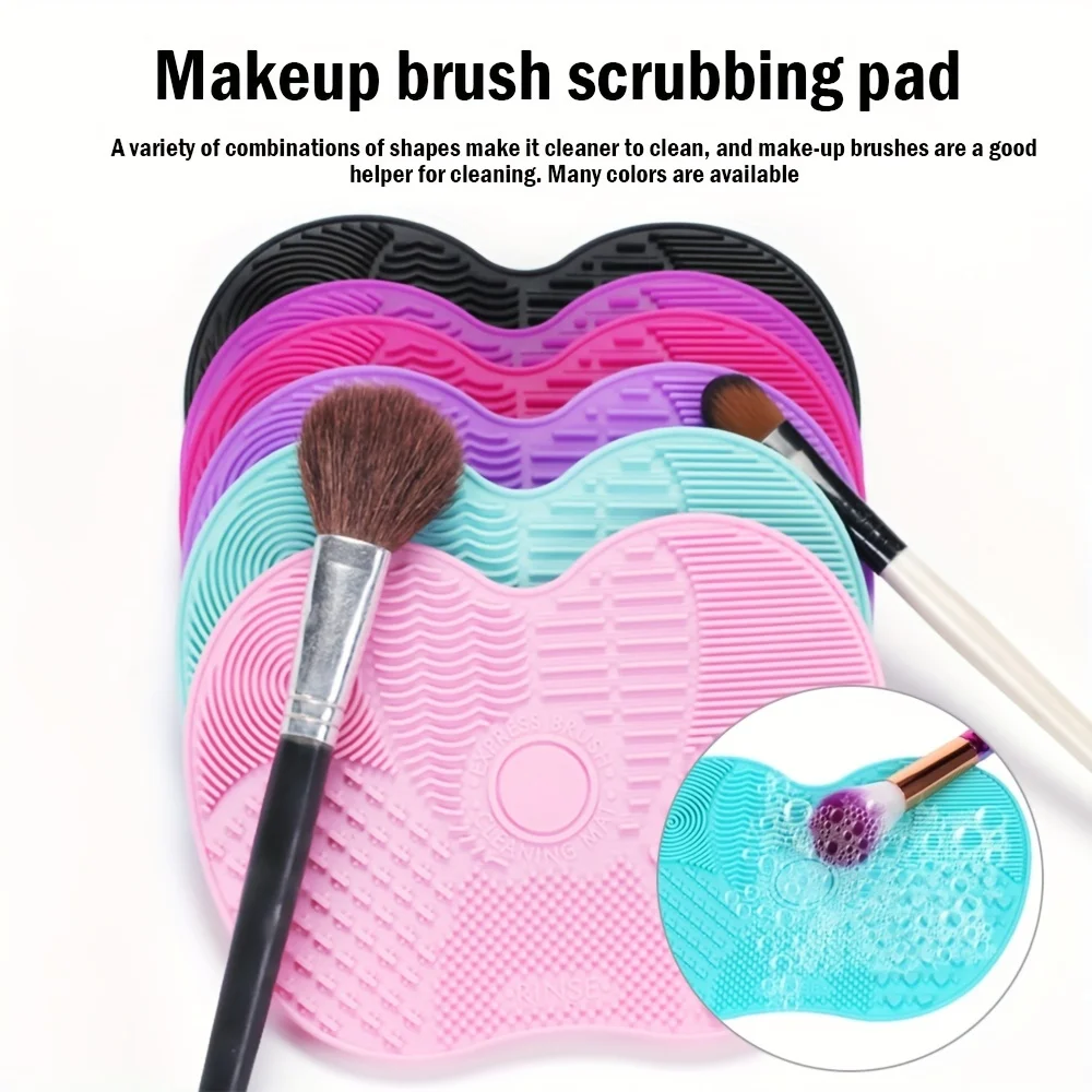 1Pc Silicone Apple-Shaped Makeup Brush Cleaner Pad With Suction Cup For Effective Cosmetic Tool Cleaning - Detail 1