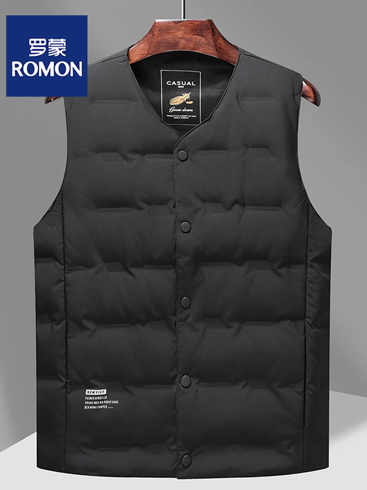 

Men's Casual Lightweight V-Ne down Vest Loose Large Size Inner Liner Jaet Winter Warm Thermal Vest Stand Fit Polyester