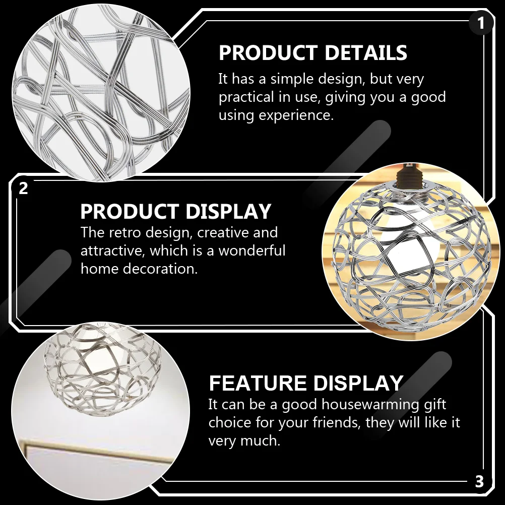 Metal Cage Lamp Shade Rattan Lamp Shade Decorative Globe Lamp Shade Clip On Chandelier Light Covers Ceiling Pendant Light