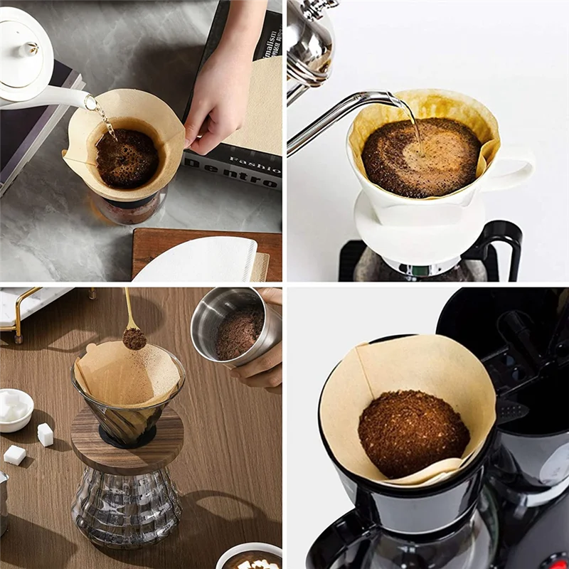 أجهزة المتسوق 300 قطعة من فلاتر القهوة 4 فلاتر قهوة للاستعمال مرة واحدة 4 ورق مخروطي لصب أكثر من صانعي القهوة/منقط القهوة C