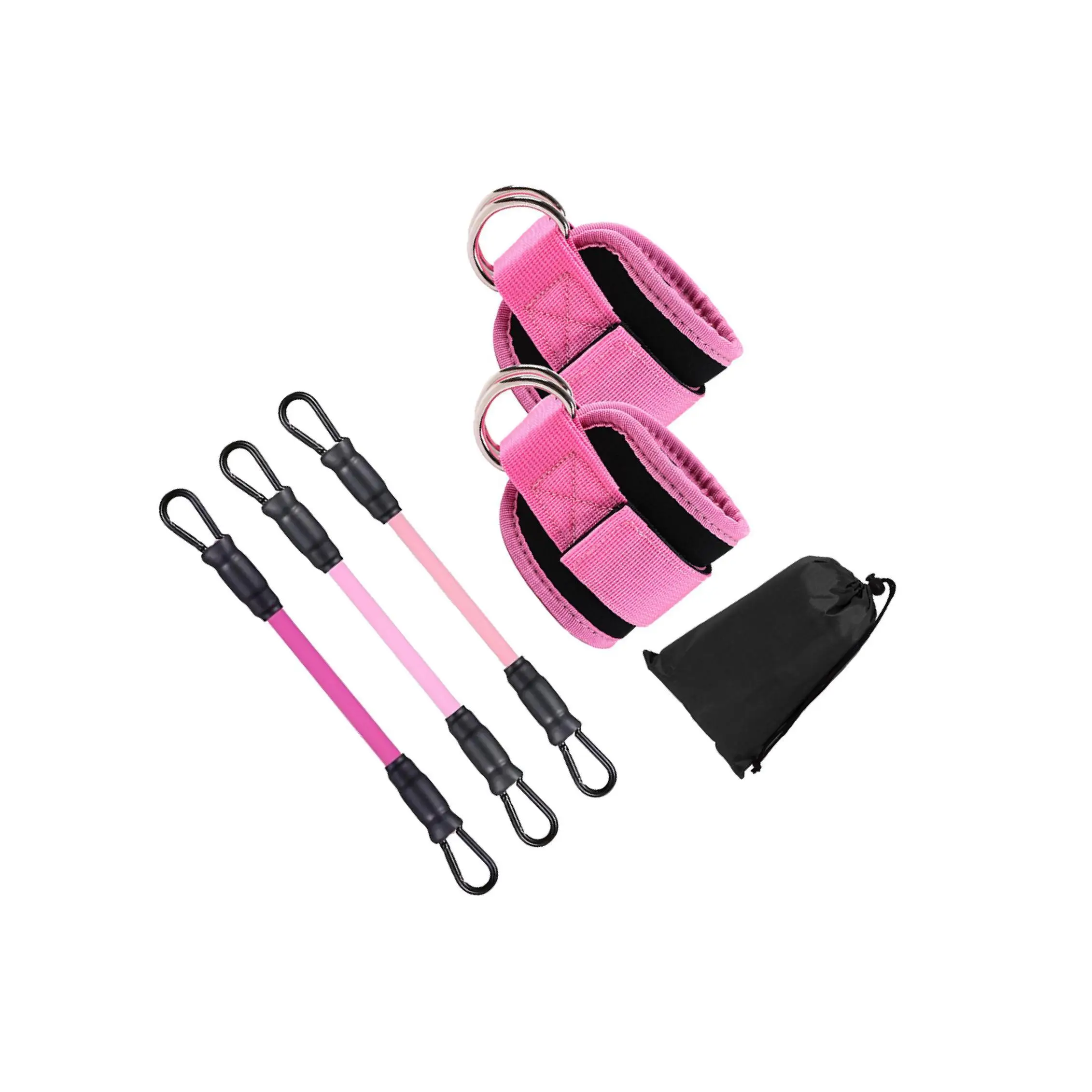 3 Pieces Ankle Resistance Bands with Cuffs for Strength Training Working Out Pink