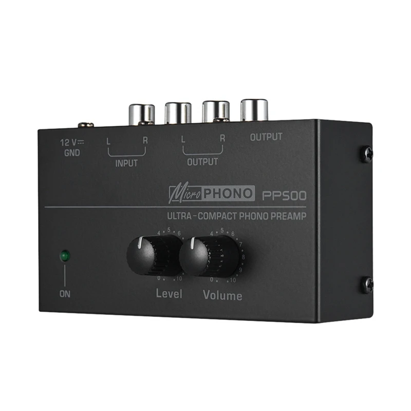 Preamplificador phoo PP500 ultracompacto, ajuste de volumen, Triple Balance de graves, Preamplificador de tocadiscos, enchufe estadounidense, 6X