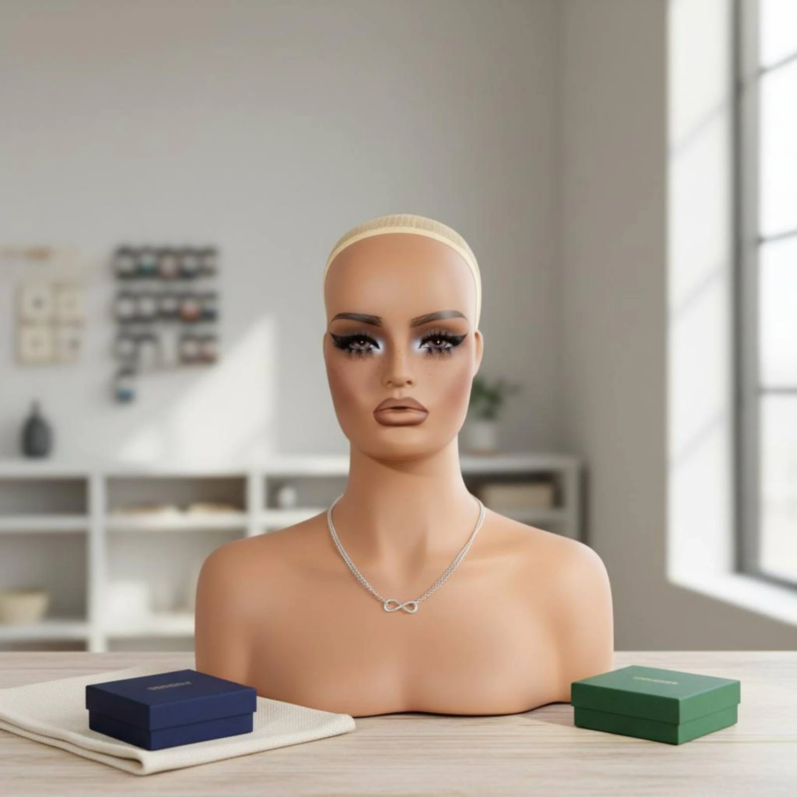 Mannequin Head with Shoulders PVC Shoulder Mannequin Head Makeup Face Lifelike for Salon