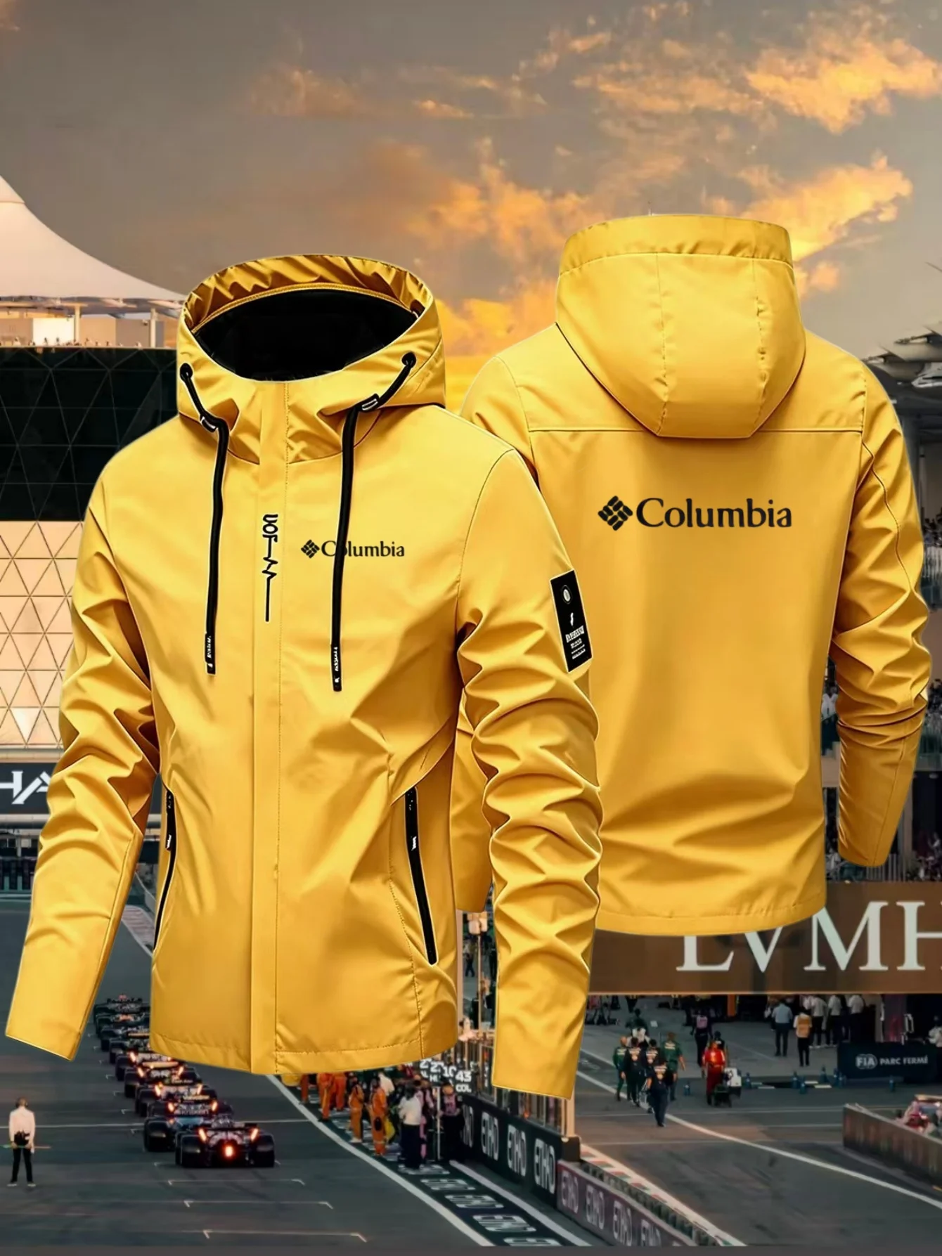 2026 Men's Waterproof Hooded Lightweight Cycling Printed Jacket, Street Style Outdoor Hiking Windproof Casual Coat