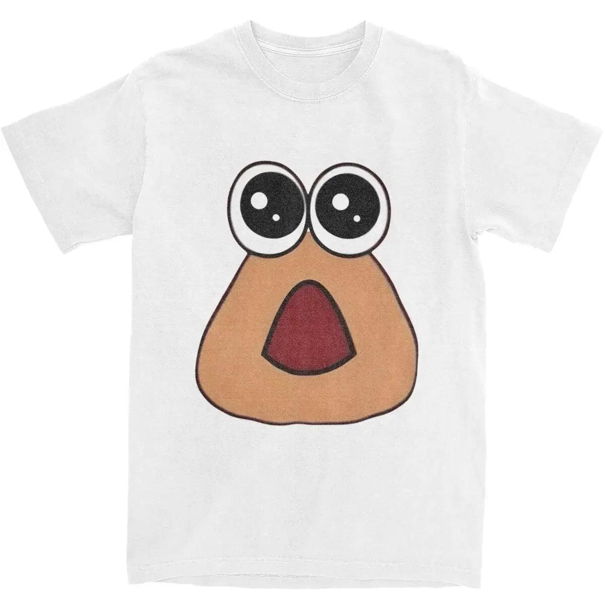 

My Pet Alien Hungry Pou Shirt Merch Men Women's Cotton Novelty T-shirt Short Sleeve Clothes Printed